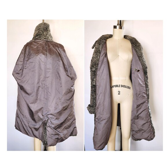 40s 50s Gray Silver Persian Curly Astrakhan Lamb Jacket Coat ITALIAN L XL - Picture 11 of 11